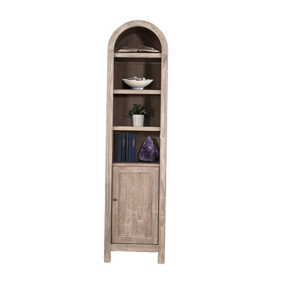 Seza Curio Cabinet, 18 Inch Narrow Design, 72 Inch Wheat Brown Arched Frame - BM352445