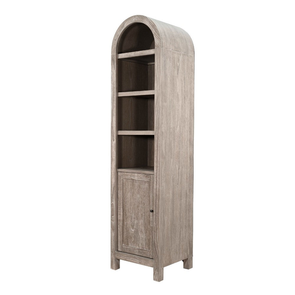 Seza Curio Cabinet, 18 Inch Narrow Design, 72 Inch Wheat Brown Arched Frame - BM352445