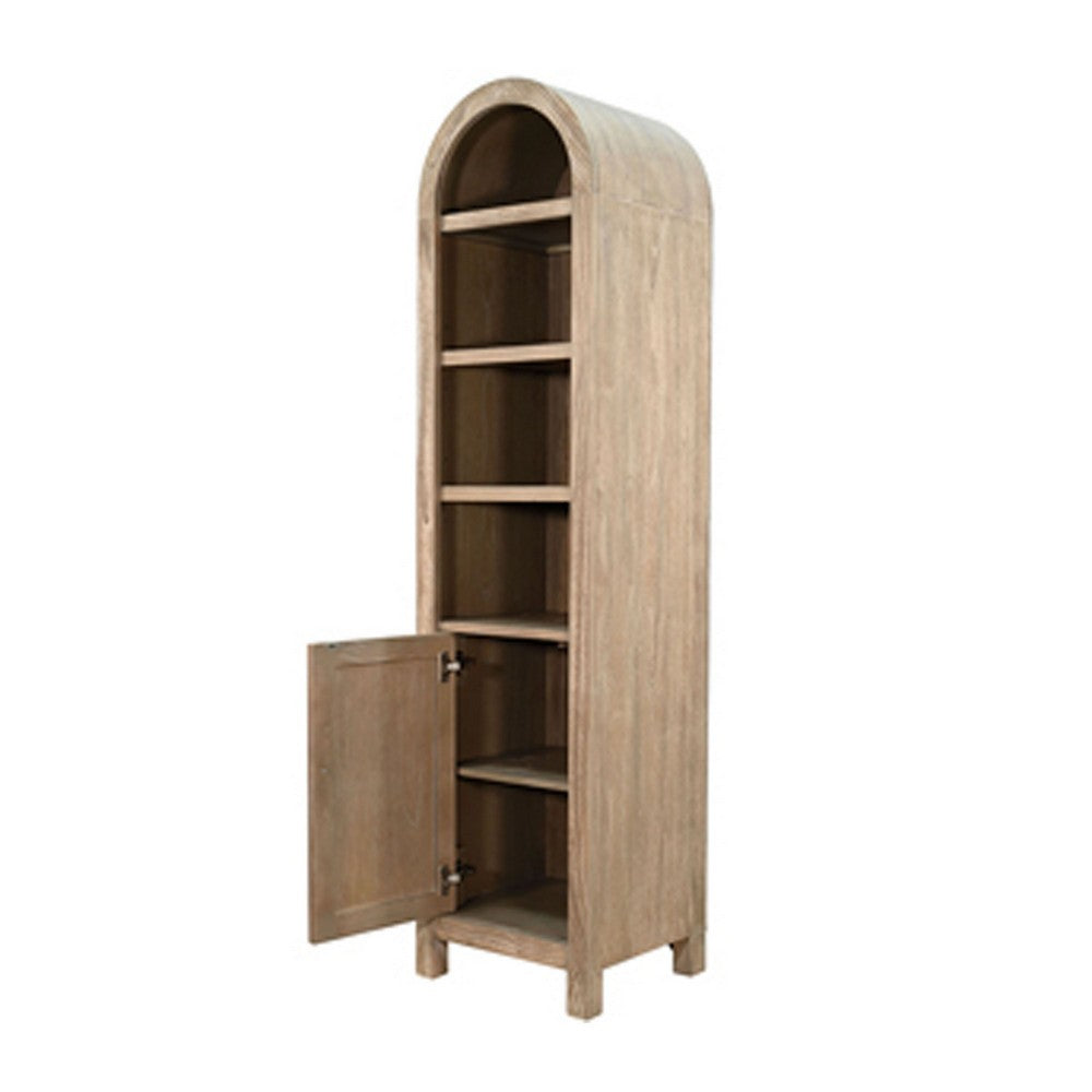 Seza Curio Cabinet, 18 Inch Narrow Design, 72 Inch Wheat Brown Arched Frame - BM352445