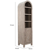 Seza Curio Cabinet, 18 Inch Narrow Design, 72 Inch Wheat Brown Arched Frame - BM352445