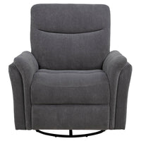 Asley Power Glider Recliner Chair, Swivel Base, USB Ports, Gray Fabric