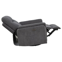 Asley Power Glider Recliner Chair, Swivel Base, USB Ports, Gray Fabric