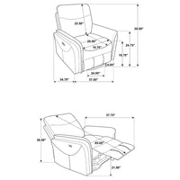 Asley Power Glider Recliner Chair, Swivel Base, USB Ports, Gray Fabric