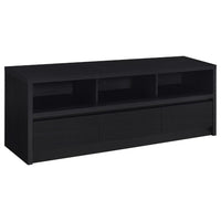 Rutvy TV Stand Media Console with 3 Drawers, Open Shelves, Black Wood - BM352601