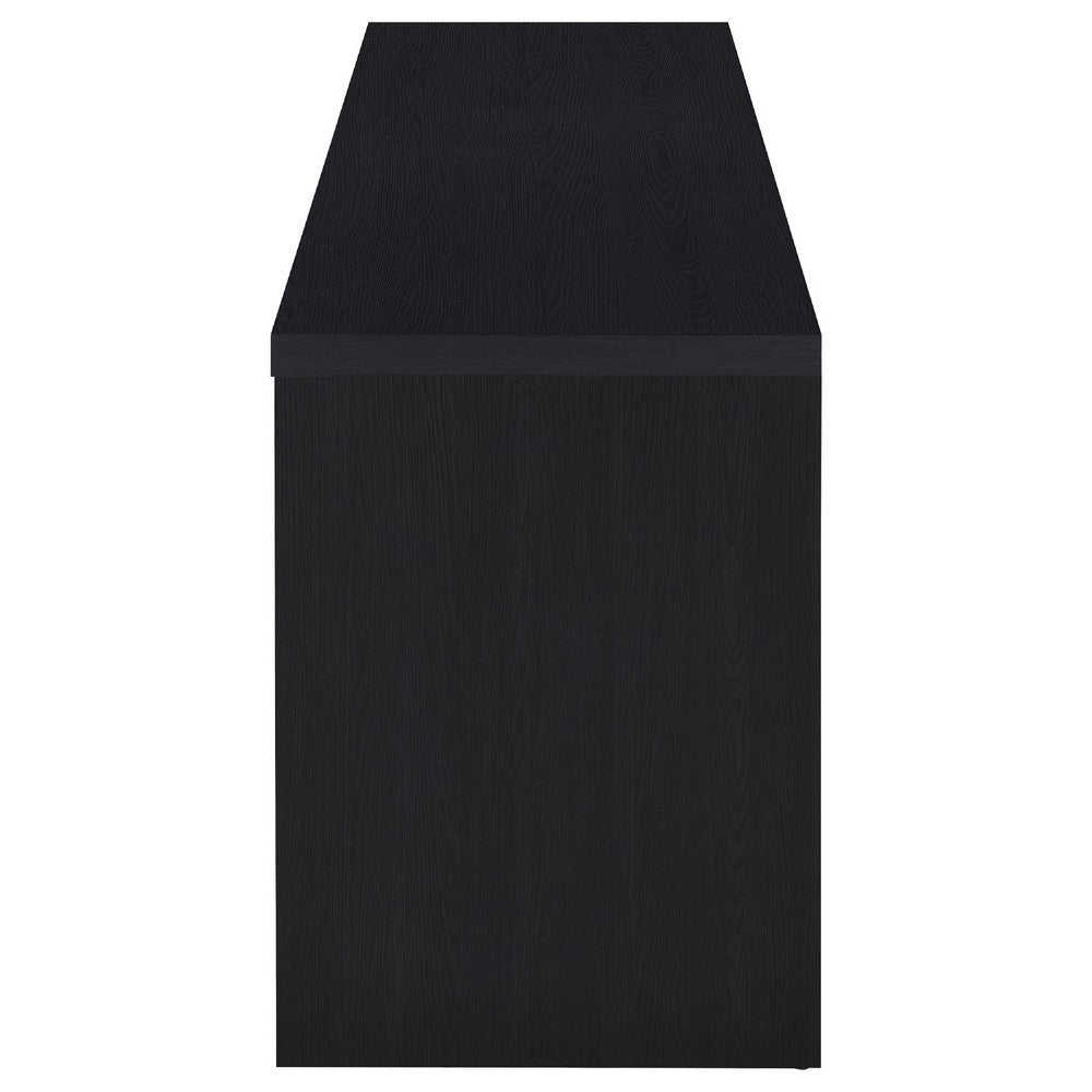 Rutvy TV Stand Media Console with 3 Drawers, Open Shelves, Black Wood - BM352601
