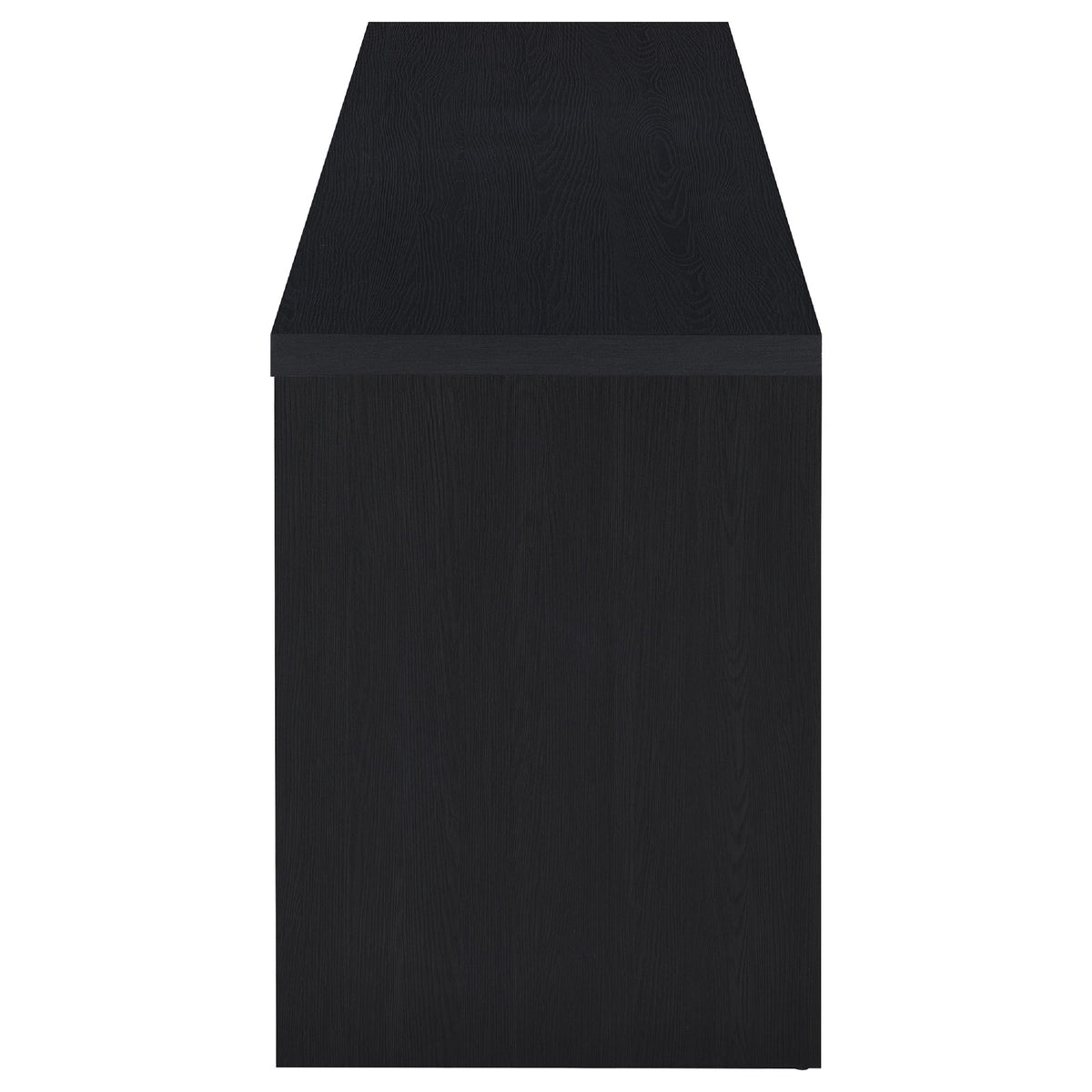 Rutvy TV Stand Media Console with 3 Drawers, Open Shelves, Black Wood - BM352601