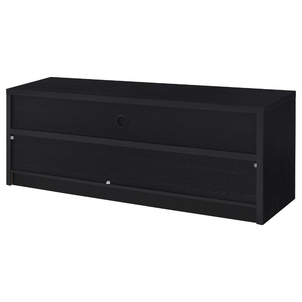 Rutvy TV Stand Media Console with 3 Drawers, Open Shelves, Black Wood - BM352601