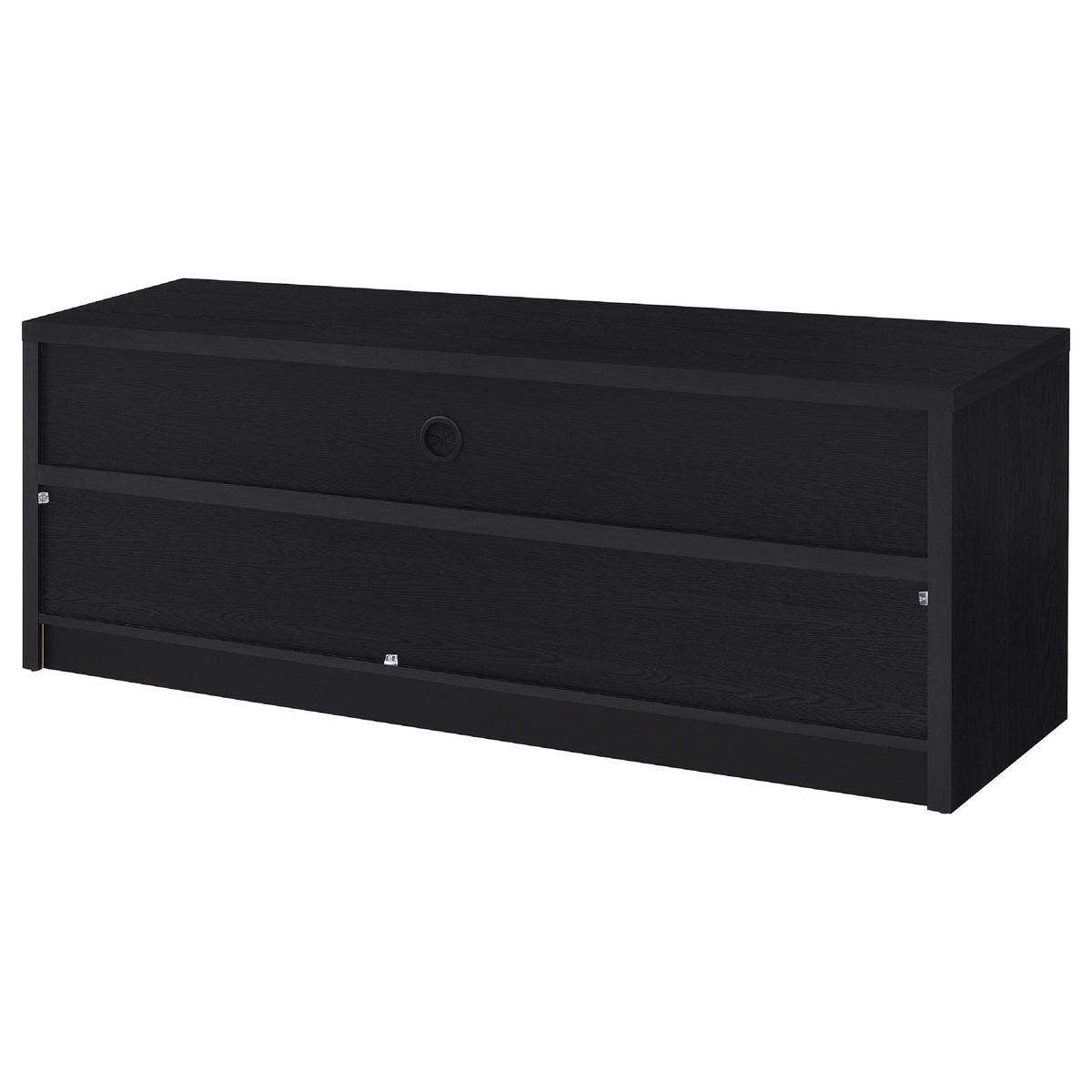 Rutvy TV Stand Media Console with 3 Drawers, Open Shelves, Black Wood - BM352601