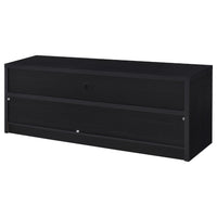 Rutvy TV Stand Media Console with 3 Drawers, Open Shelves, Black Wood - BM352601