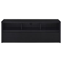 Rutvy TV Stand Media Console with 3 Drawers, Open Shelves, Black Wood - BM352601
