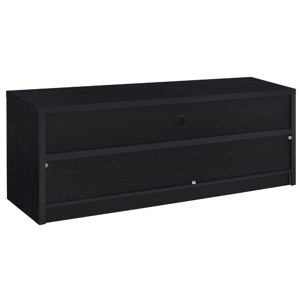 Rutvy TV Stand Media Console with 3 Drawers, Open Shelves, Black Wood - BM352601