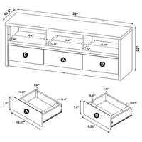 Rutvy TV Stand Media Console with 3 Drawers, Open Shelves, Black Wood - BM352601