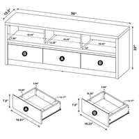 Rutvy TV Stand Media Console with 3 Drawers, Open Shelves, Black Wood - BM352601