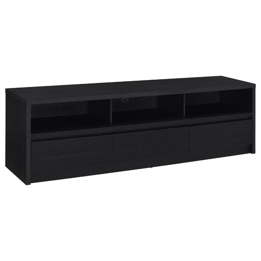 Rutvy TV Stand Media Console with Open Shelves, Black Wood 78 Inch - BM352602