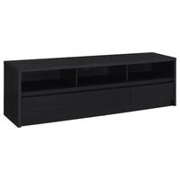 Rutvy TV Stand Media Console with Open Shelves, Black Wood 78 Inch - BM352602