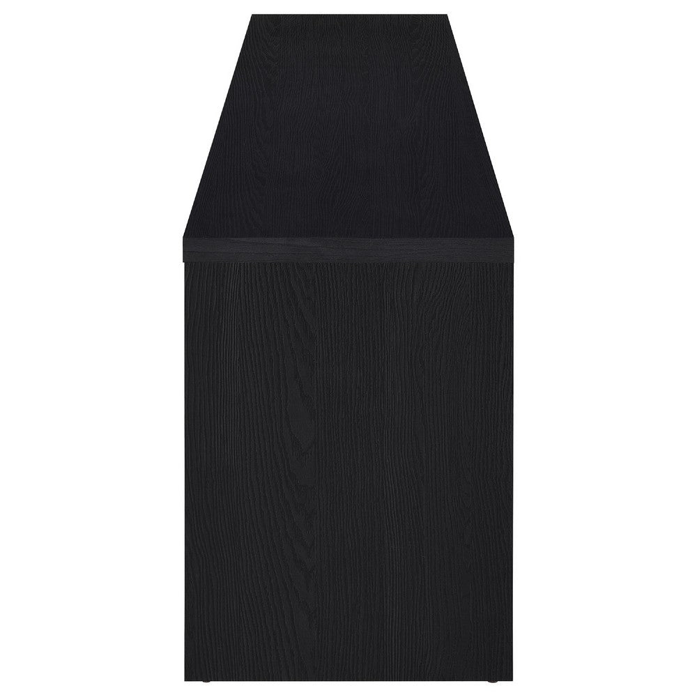 Rutvy TV Stand Media Console with Open Shelves, Black Wood 78 Inch - BM352602
