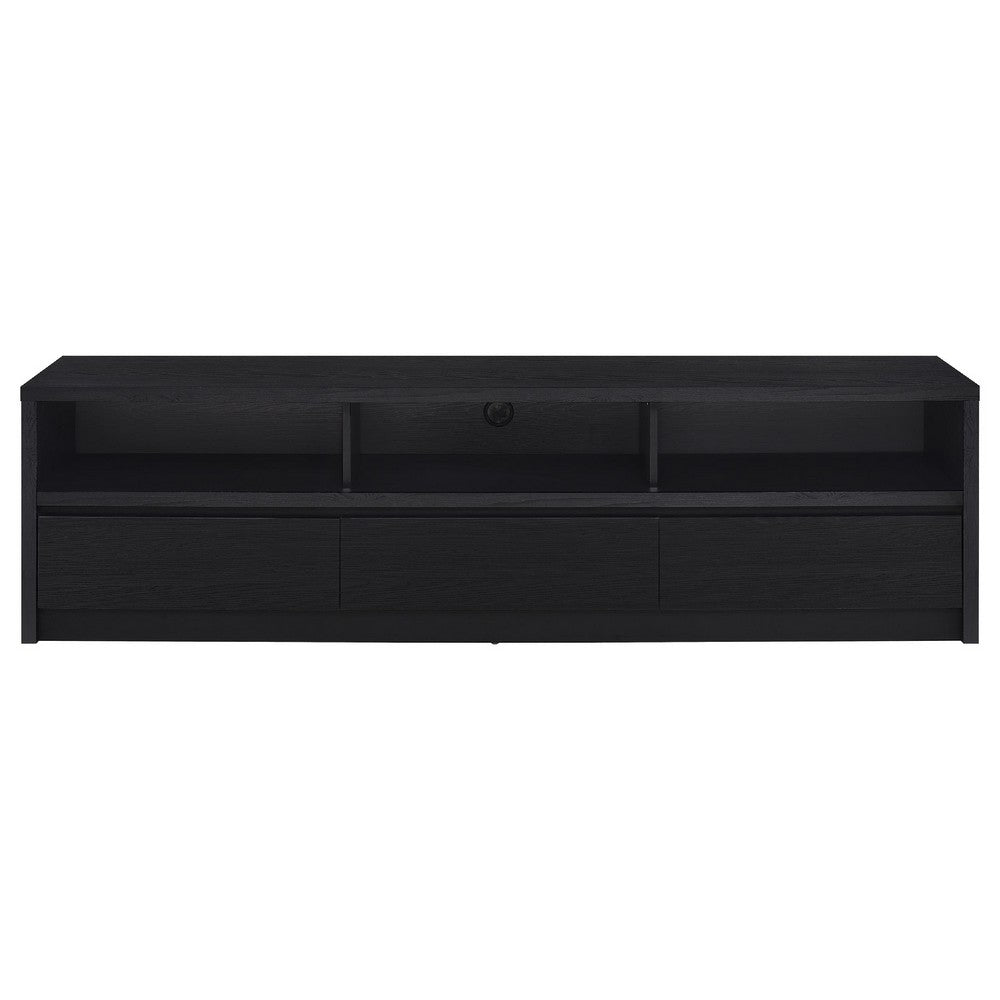 Rutvy TV Stand Media Console with Open Shelves, Black Wood 78 Inch - BM352602