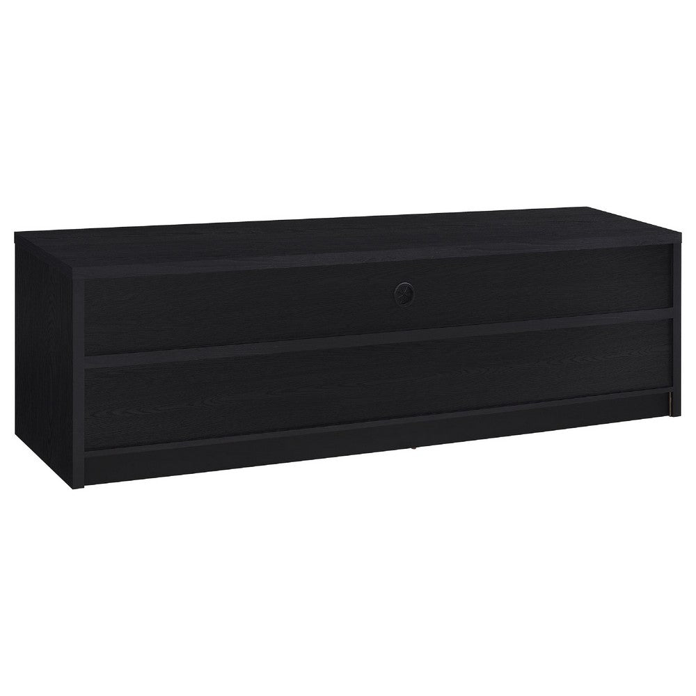 Rutvy TV Stand Media Console with Open Shelves, Black Wood 78 Inch - BM352602