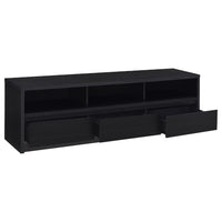 Rutvy TV Stand Media Console with Open Shelves, Black Wood 78 Inch - BM352602