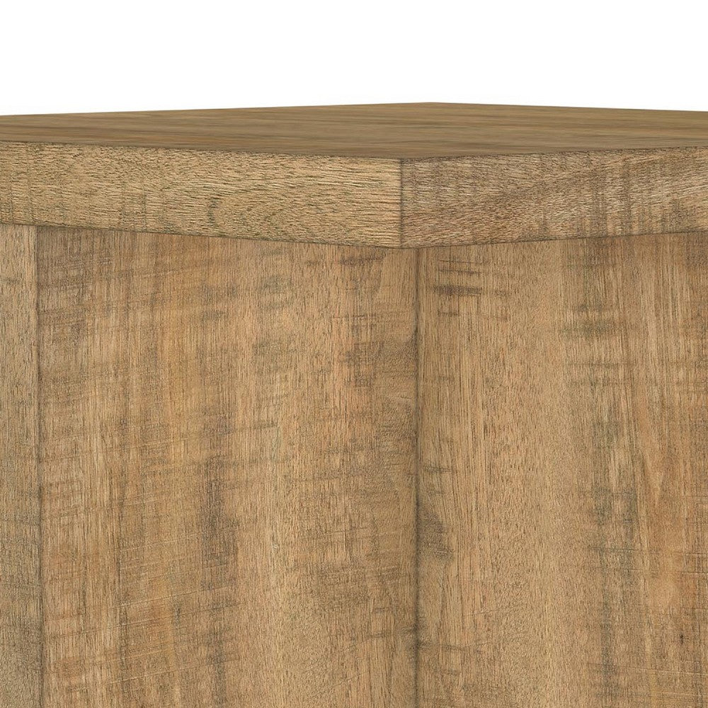 Chet Square End Table with Open Cube Base, Mango Finish Wood 24 Inch
