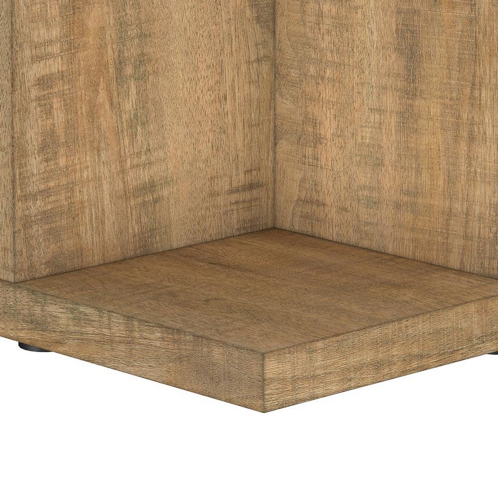 Chet Square End Table with Open Cube Base, Mango Finish Wood 24 Inch