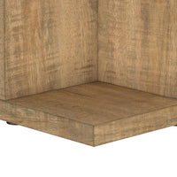 Chet Square End Table with Open Cube Base, Mango Finish Wood 24 Inch