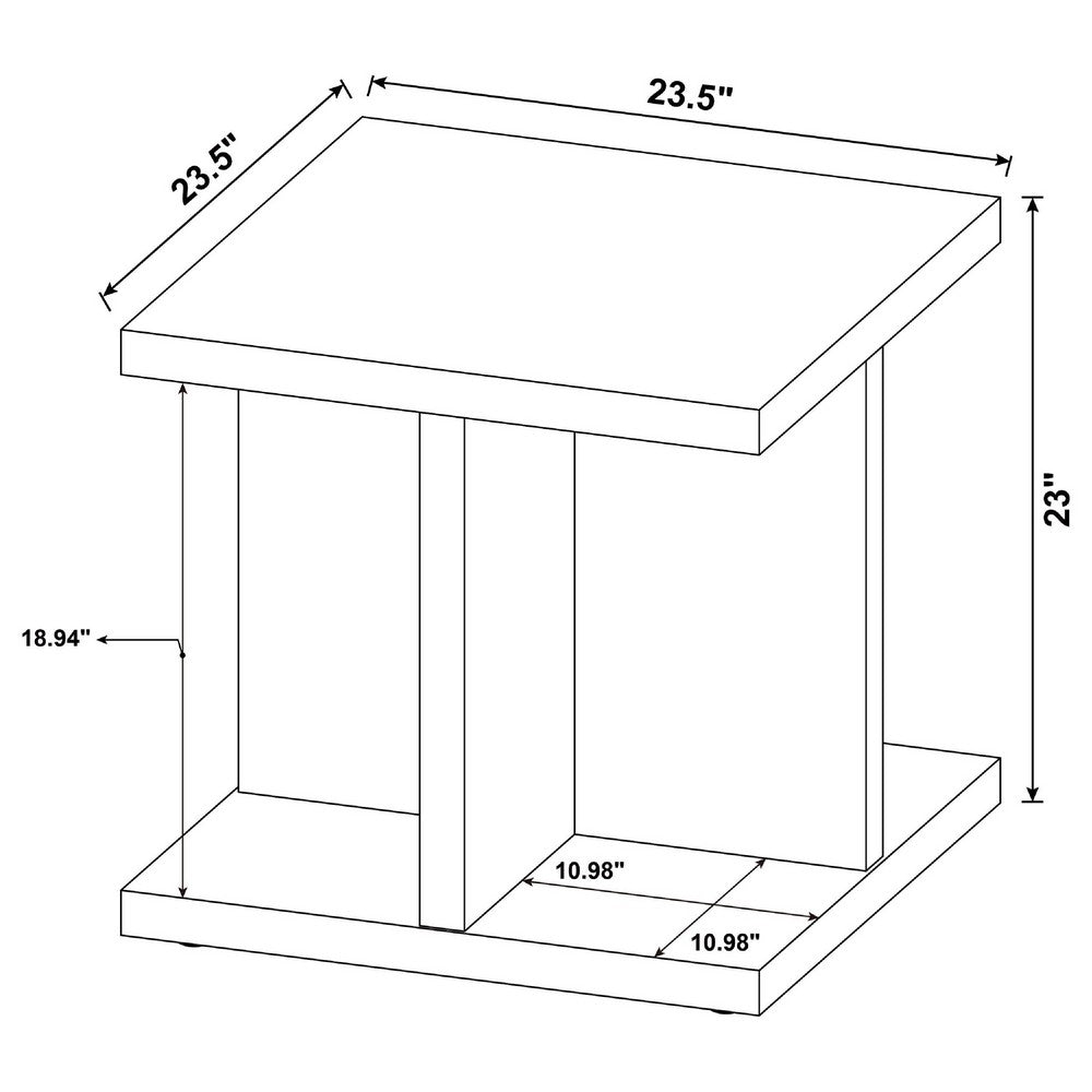 Chet Square End Table with Open Cube Base, Mango Finish Wood 24 Inch