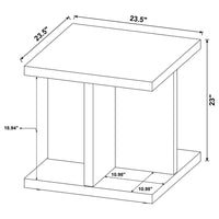 Chet Square End Table with Open Cube Base, Mango Finish Wood 24 Inch