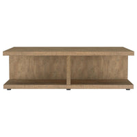 Chet Square Cocktail Coffee Table, Open Cube Base, Brown Wood 54 Inch