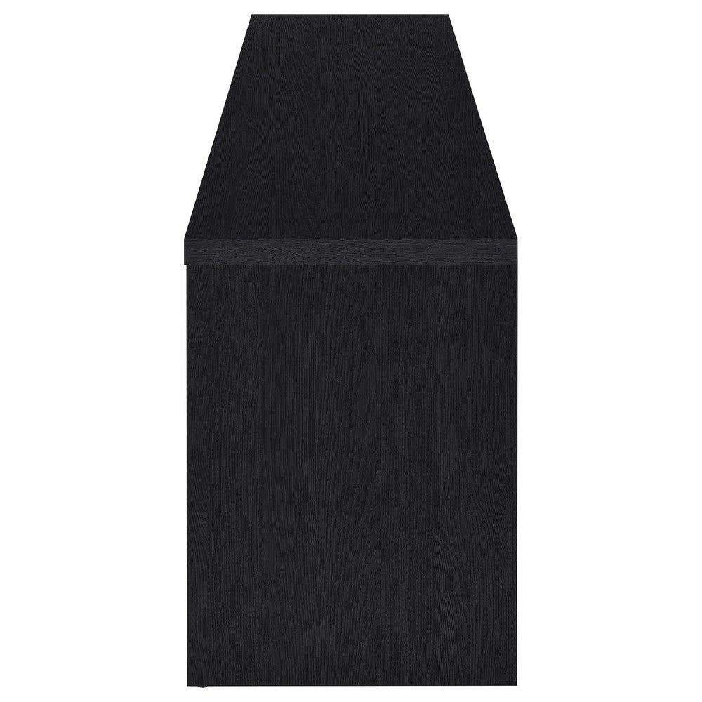 Winie TV Stand Media Console, 2 Doors, Open Shelf, Black Wood 60 Inch - BM352610
