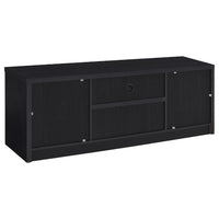 Winie TV Stand Media Console, 2 Doors, Open Shelf, Black Wood 60 Inch - BM352610