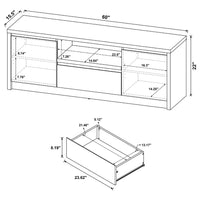 Winie TV Stand Media Console, 2 Doors, Open Shelf, Black Wood 60 Inch - BM352610