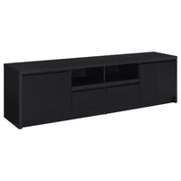 Winie TV Stand Media Console, 2 Doors and Drawers, Black Wood 78 Inch - BM352611