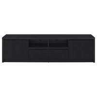 Winie TV Stand Media Console, 2 Doors and Drawers, Black Wood 78 Inch - BM352611
