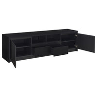 Winie TV Stand Media Console, 2 Doors and Drawers, Black Wood 78 Inch - BM352611