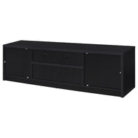 Winie TV Stand Media Console, 2 Doors and Drawers, Black Wood 78 Inch - BM352611