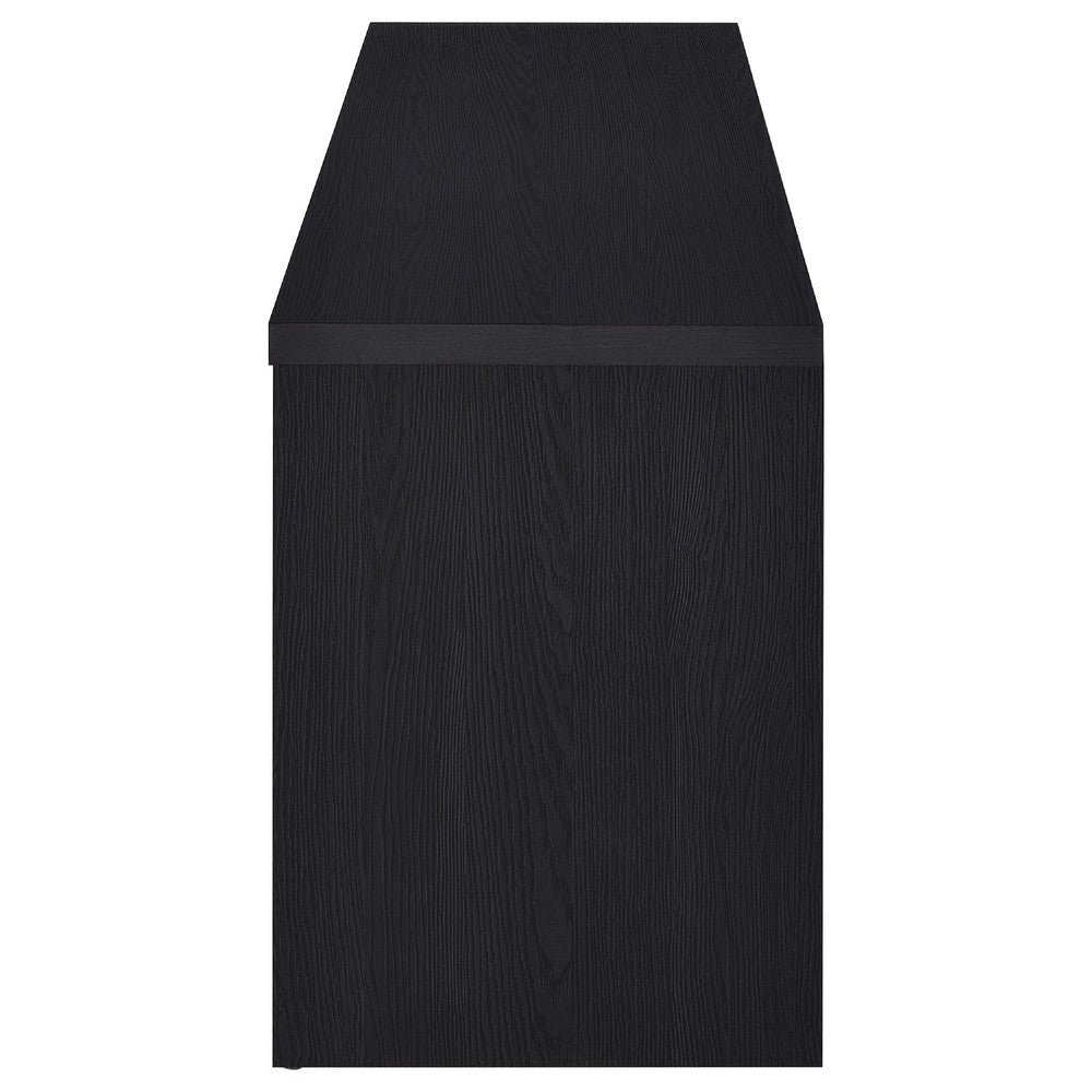 Winie TV Stand Media Console, 2 Doors and Drawers, Black Wood 78 Inch - BM352611