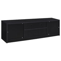 Winie TV Stand Media Console, 2 Doors and Drawers, Black Wood 78 Inch - BM352611