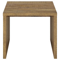 Kerra Square Accent Side End Table, U-Shape Frame, Brown Wood 24 Inch