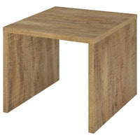 Kerra Square Accent Side End Table, U-Shape Frame, Brown Wood 24 Inch