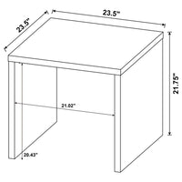 Kerra Square Accent Side End Table, U-Shape Frame, Brown Wood 24 Inch