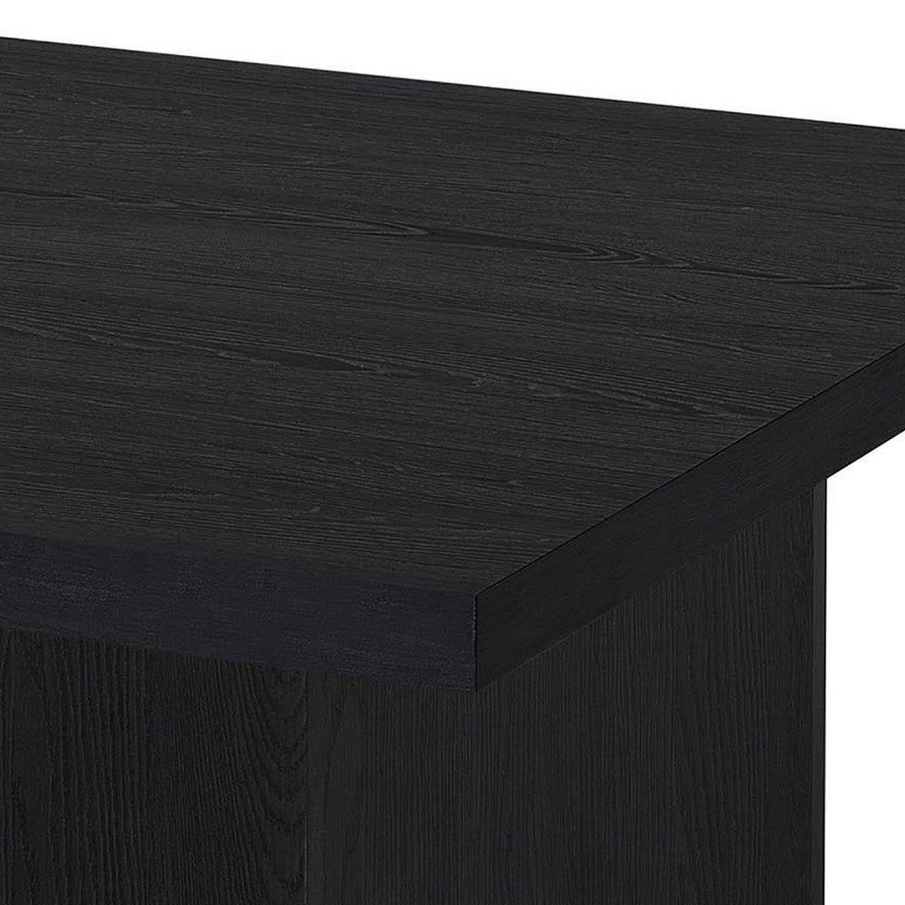 Darla Square Cocktail Coffee Table, Pedestal Base, Black Wood 36 Inch