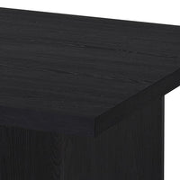 Darla Square Cocktail Coffee Table, Pedestal Base, Black Wood 36 Inch