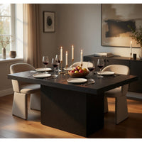 Darla Square Cocktail Coffee Table, Pedestal Base, Black Wood 36 Inch