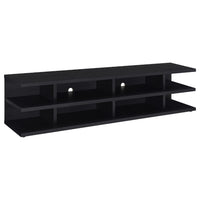 Carie TV Stand Media Console, 2-Tier Open Shelves, Black Wood 78 Inch - BM352623
