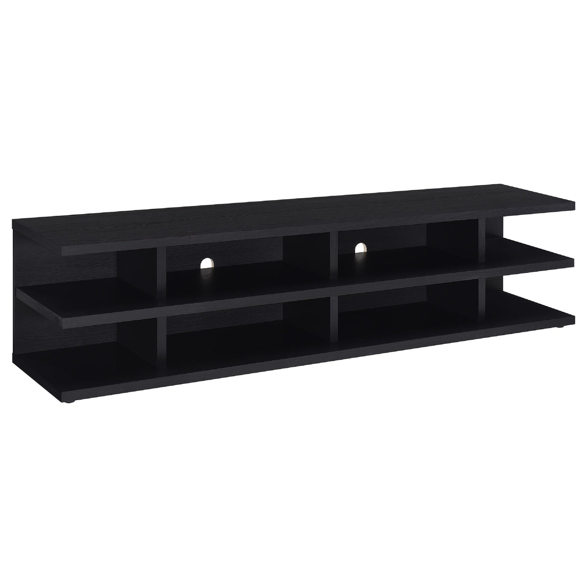 Carie TV Stand Media Console, 2-Tier Open Shelves, Black Wood 78 Inch - BM352623
