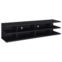 Carie TV Stand Media Console, 2-Tier Open Shelves, Black Wood 78 Inch - BM352623