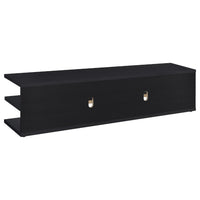Carie TV Stand Media Console, 2-Tier Open Shelves, Black Wood 78 Inch - BM352623