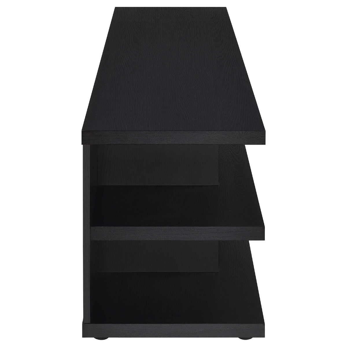 Carie TV Stand Media Console, 2-Tier Open Shelves, Black Wood 78 Inch - BM352623