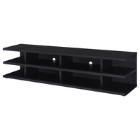 Carie TV Stand Media Console, 2-Tier Open Shelves, Black Wood 78 Inch - BM352623